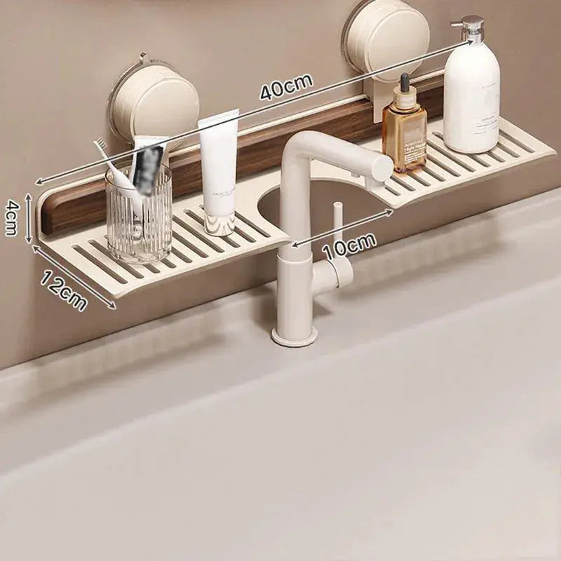 Walnut Wood Sink Shelf – No Drill Organizer for Effortless Kitchen Storage