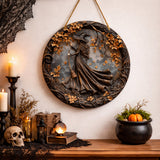 Wall Art Witch Folklore Wood Door Hanging Sign