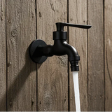 Black Brass Wall Faucet – Garden Tap, G1/2 Thread & Steel Lever