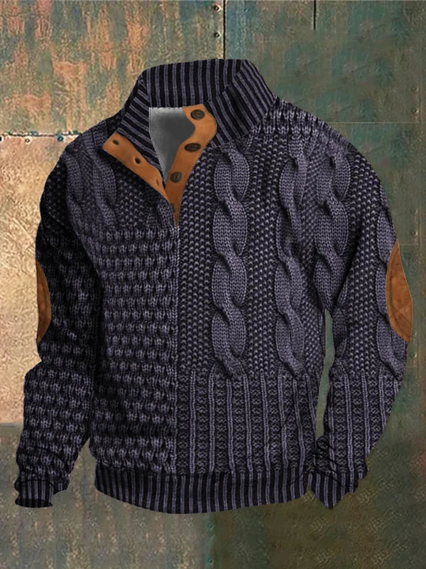 Warm Men's Sweater with Cable-Knit Pattern - Oscar