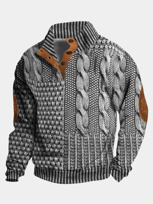 Warm Men's Sweater with Cable-Knit Pattern - Oscar
