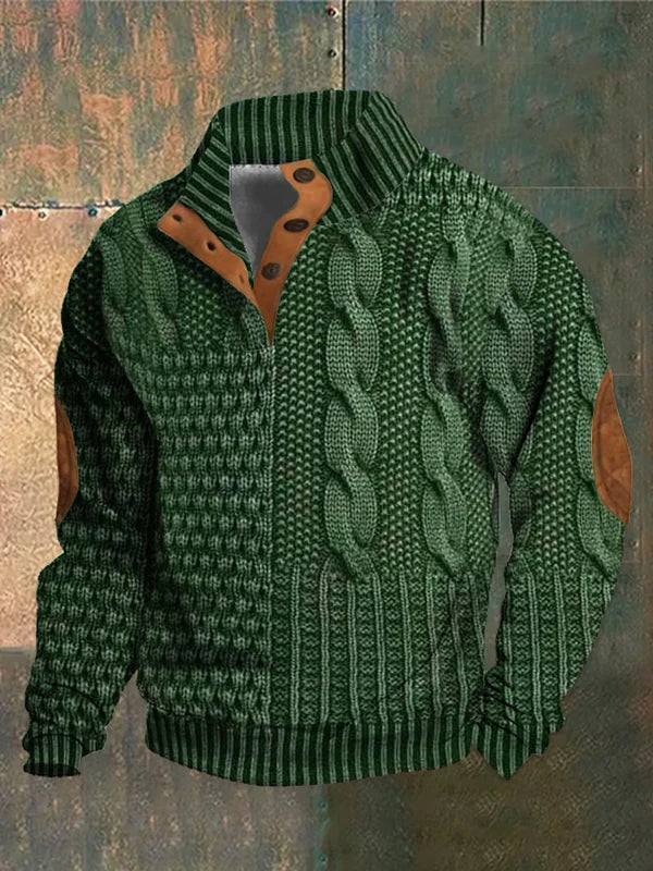 Warm Men's Sweater with Cable-Knit Pattern - Oscar