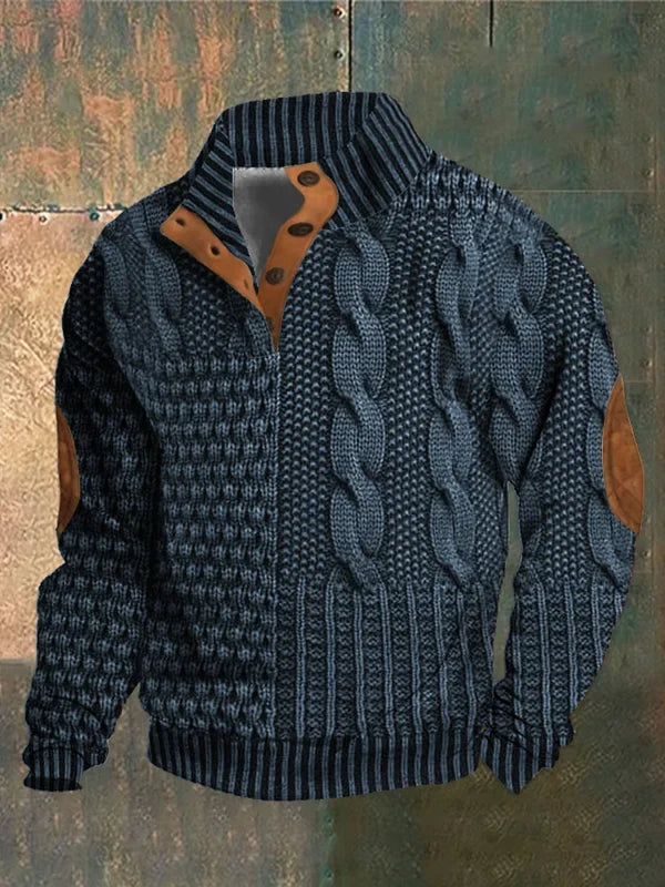 Warm Men's Sweater with Cable-Knit Pattern - Oscar
