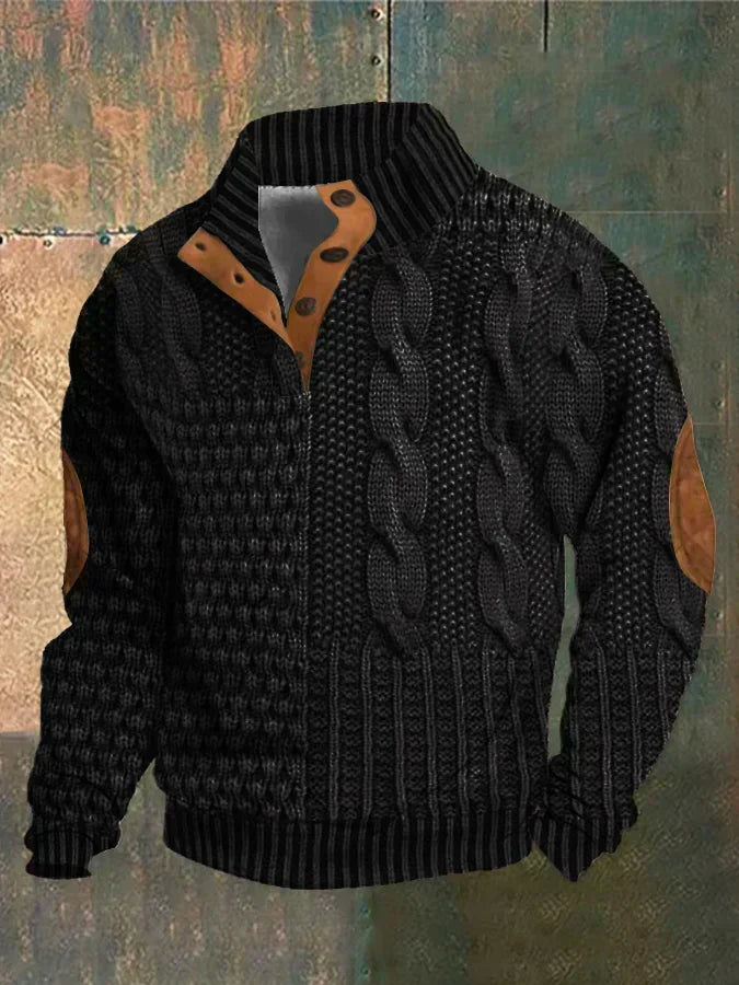 Warm Men's Sweater with Cable-Knit Pattern - Oscar