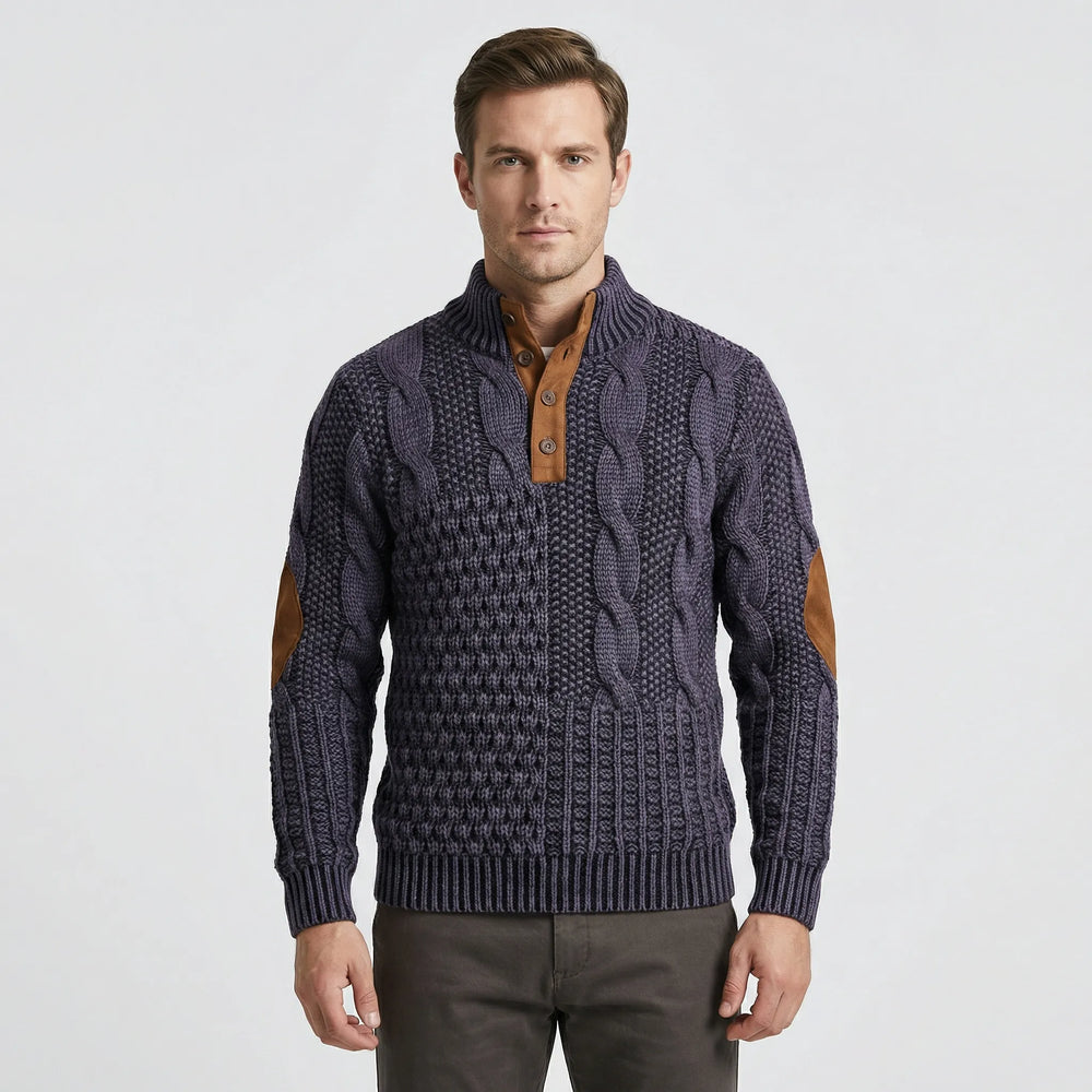 Calvin - Warm Men's Sweater with Cable-Knit Pattern