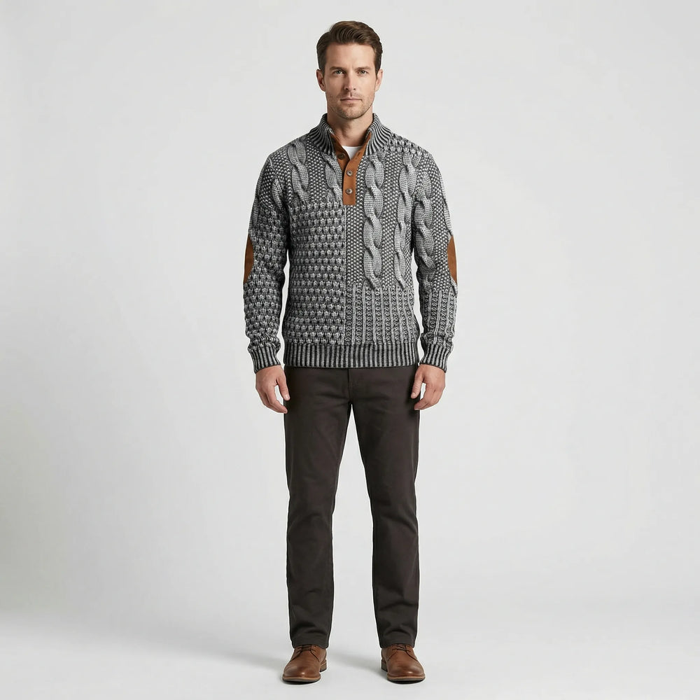 Calvin - Warm Men's Sweater with Cable-Knit Pattern