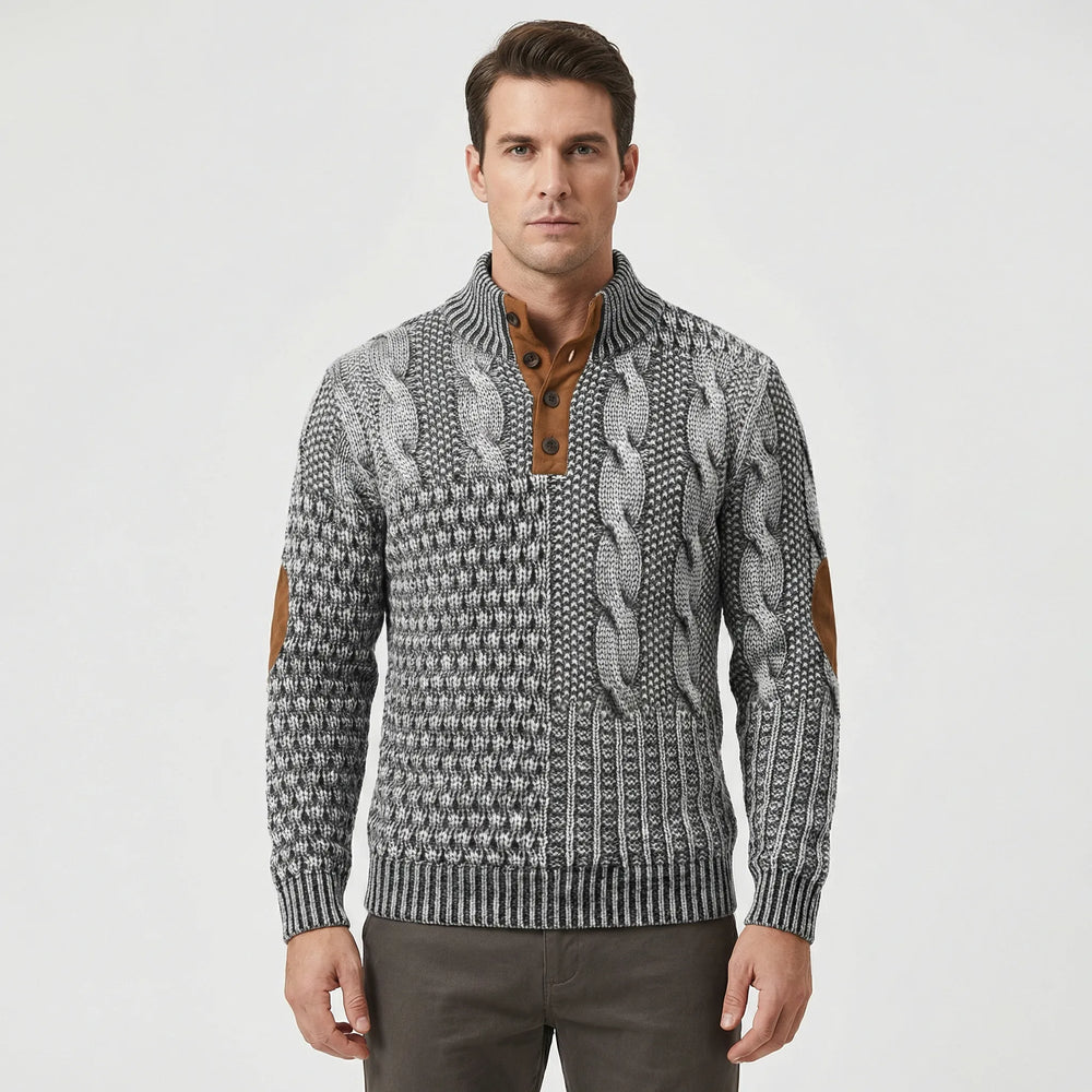 Calvin - Warm Men's Sweater with Cable-Knit Pattern