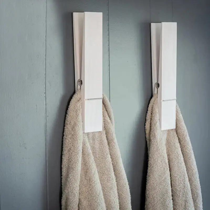 No-Drill Clothespin Towel Holder – Adhesive Mount, Spring Grip & 3 Sizes