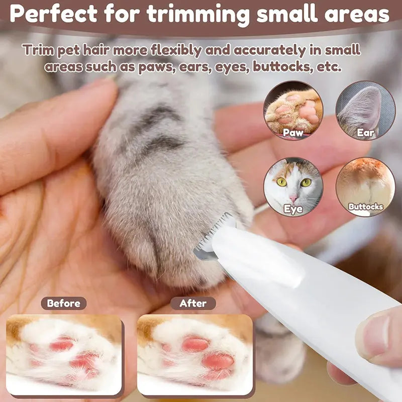 Pet Hair Clipper – LED Light, IPX7 Waterproof & Cordless Rechargeable