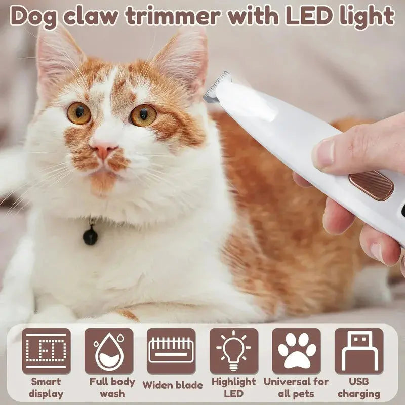 Pet Hair Clipper – LED Light, IPX7 Waterproof & Cordless Rechargeable
