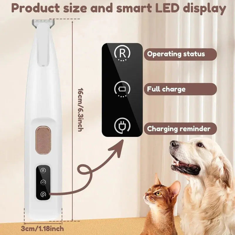 Pet Hair Clipper – LED Light, IPX7 Waterproof & Cordless Rechargeable