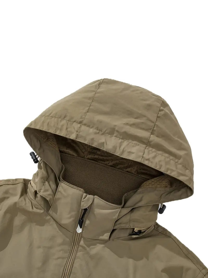 Water-Resistant Outdoor Jacket with Removable Hood - Shane