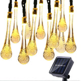 Solar LED Dewdrop String Lights – IP65 Waterproof, 5–12m, 20–100 LEDs, Warm White & RGB