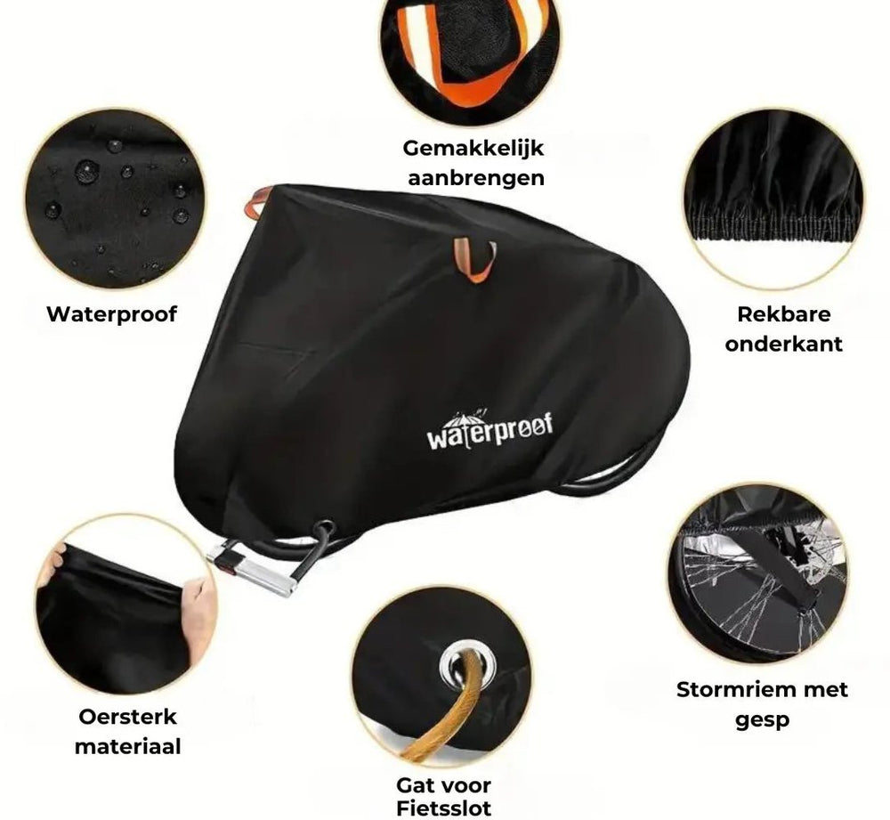 Waterproof Bicycle Cover – UV-Resistant PVC-Coated Polyester, Lock Hole Access & Windproof Straps