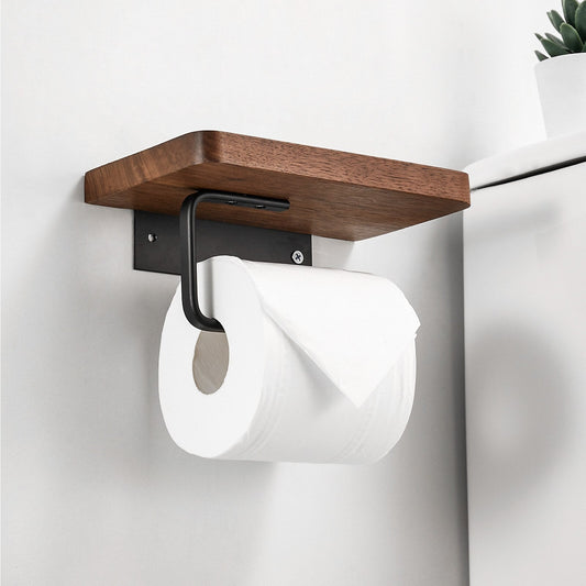 Wooden Toilet Paper Holder – Wall Mounted, Storage Shelf & Stylish Bathroom Organizer