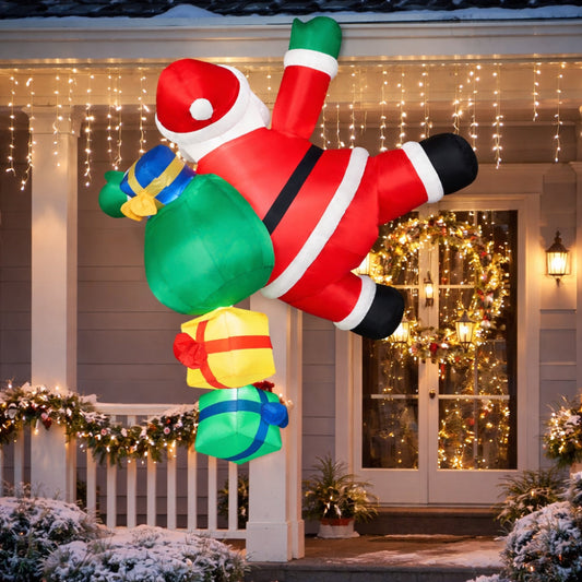 Inflatable Climbing Santa – LED Lighted, Outdoor Yard Display & Christmas Design