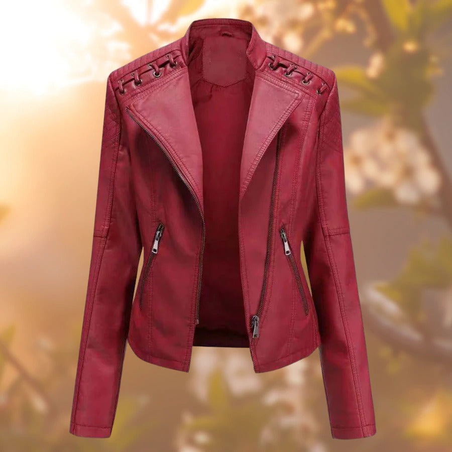 CoraJacket - Leather Jacket for Women - Dark Red