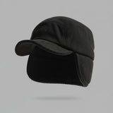 Winter Ear Flap Cap Ribbed Knit Polar Fleece Unisex