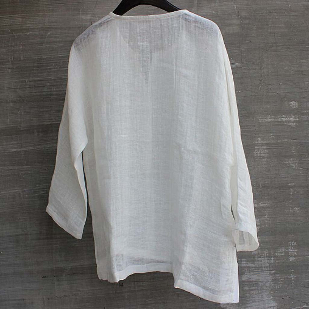 Lino Linen Blouse - White back