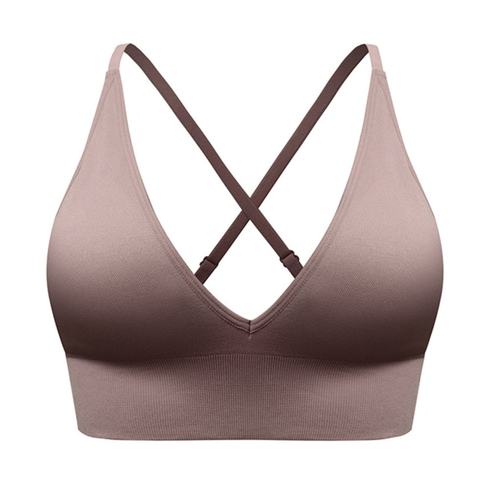 Womens Pickleball Sports Bra V Neck Padded Workout Top