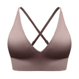 Womens Pickleball Sports Bra V Neck Padded Workout Top
