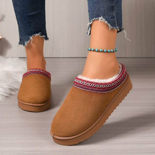 Women's Winter Slippers – Flat Sole, Indoor-Outdoor Use & Slip-On Design