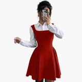 Women's A-Line Dress – Square Neckline, Flowing Skirt & Sleeveless Design