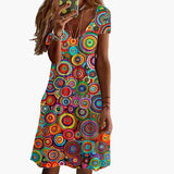 Women's Abstract Print Dress – Round Neckline