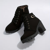 Women's Ankle Boots Block Heel Lace Up Casual Booties
