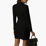 Women's Blazer Dress – Double-Button Front, Lapel Collar & Mini Length