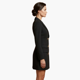 Women's Blazer Dress – Double-Button Front, Lapel Collar & Mini Length