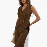 Women's Blazer & Straight Leg Pants Suit Set – Two-Piece Matching Outfit