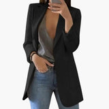 Women's Structured Blazer – Notch Lapel, Front Pockets & Long Sleeve