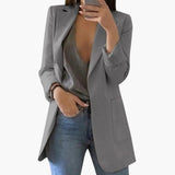 Women's Structured Blazer – Notch Lapel, Front Pockets & Long Sleeve