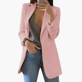 Women's Structured Blazer – Notch Lapel, Front Pockets & Long Sleeve