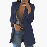 Women's Structured Blazer – Notch Lapel, Front Pockets & Long Sleeve