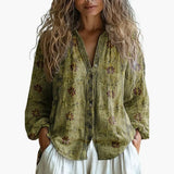 Women's Button-Front Blouse – Long Sleeves, Defined Cuffs & Woven Fabric