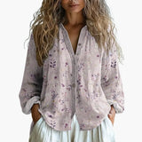 Women's Button-Front Blouse – Long Sleeves, Defined Cuffs & Woven Fabric