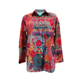 Women's Blouse Floral Print Long Sleeve Button Front Tunic Top