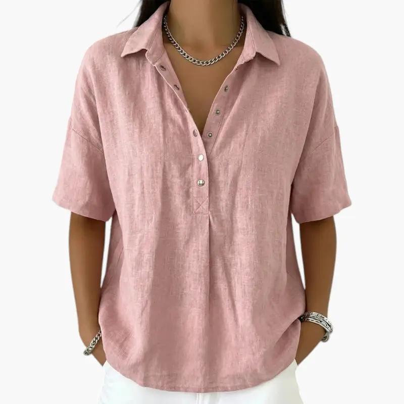 Women's Blouse – Collared Neckline & Button Closure