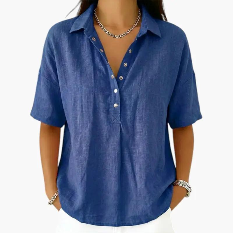Women's Blouse – Collared Neckline & Button Closure