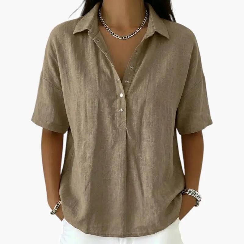 Women's Blouse – Collared Neckline & Button Closure