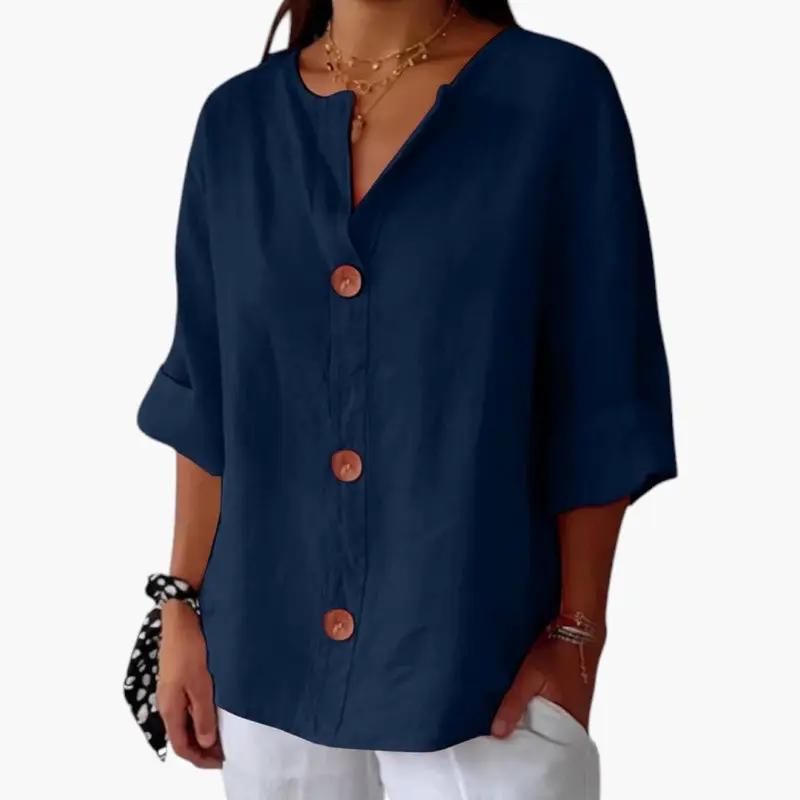 Women's Linen Blouse – Loose Fit, Lightweight Fabric & Casual Style
