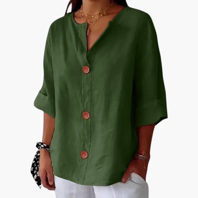 Women's Linen Blouse – Loose Fit, Lightweight Fabric & Casual Style