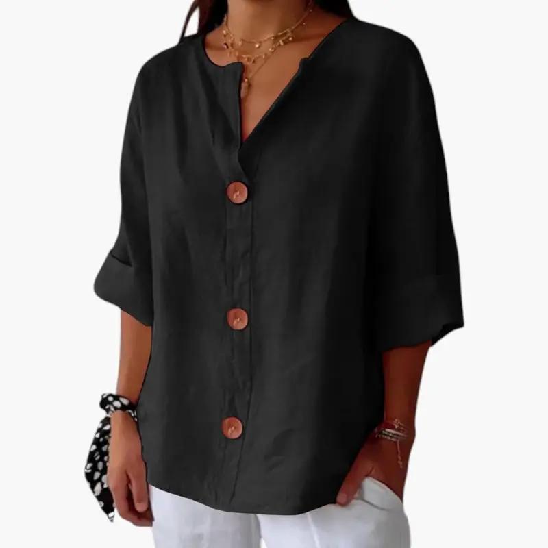 Women's Linen Blouse – Loose Fit, Lightweight Fabric & Casual Style