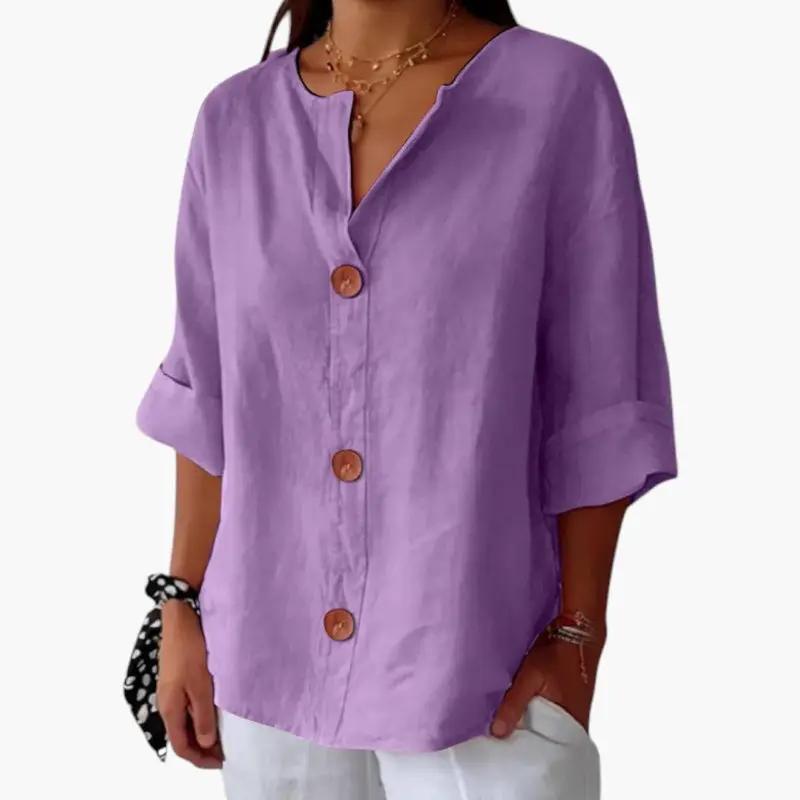 Women's Linen Blouse – Loose Fit, Lightweight Fabric & Casual Style