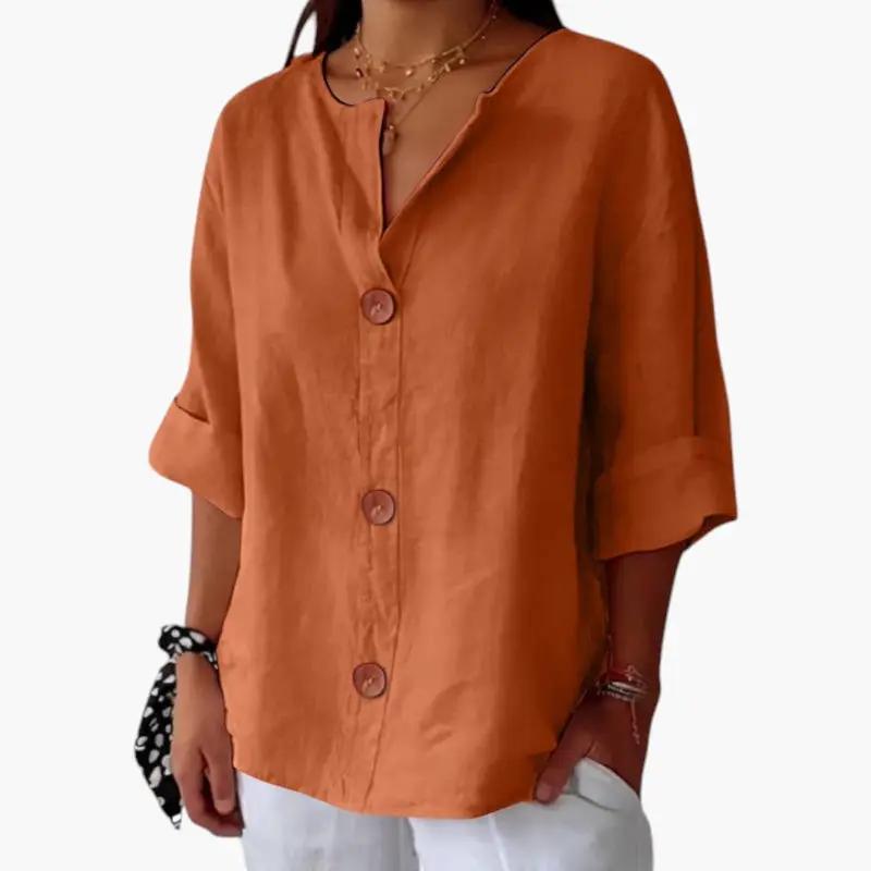 Women's Linen Blouse – Loose Fit, Lightweight Fabric & Casual Style