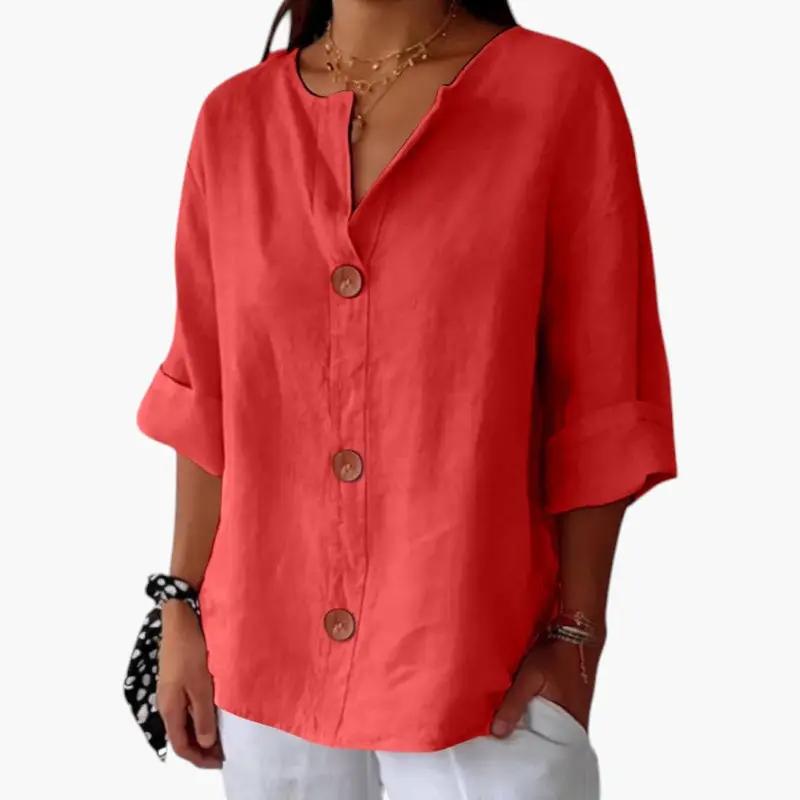 Women's Linen Blouse – Loose Fit, Lightweight Fabric & Casual Style