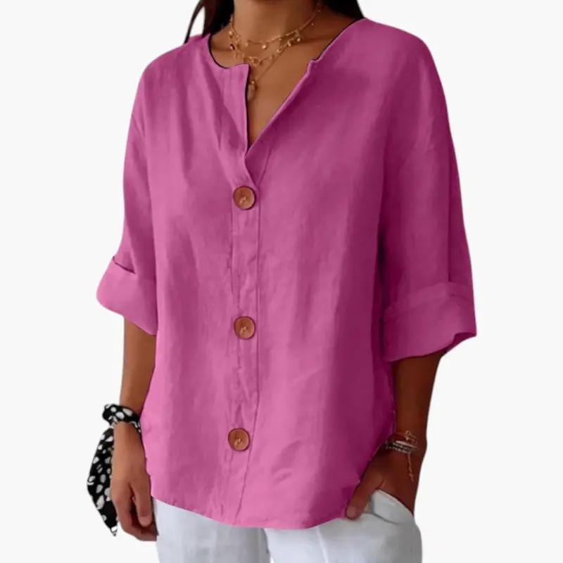 Women's Linen Blouse – Loose Fit, Lightweight Fabric & Casual Style