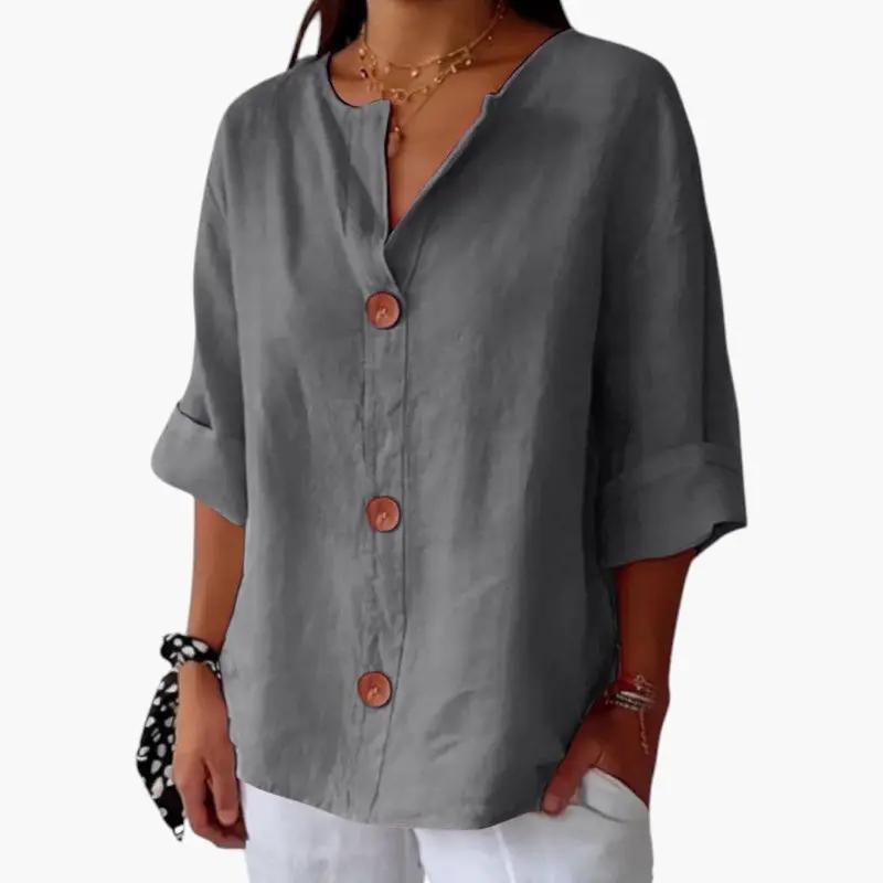 Women's Linen Blouse – Loose Fit, Lightweight Fabric & Casual Style